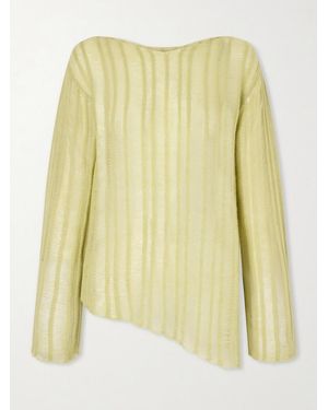 The Elder Statesman Nimbus Lola Asymmetric Cashmere And Cotton-Blend Sweater - Gelb
