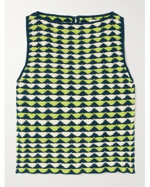 Escvdo Motupe Verkürztes Oberteil Aus Gehäkelter Baumwolle Mit Wellenkante - Grün