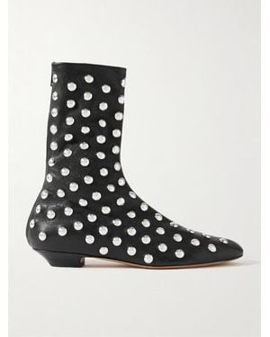 KHAITE Studded Leather Ankle Boots - Black