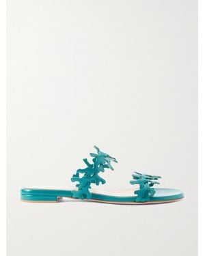 Gianvito Rossi Nuit 95 Pantoletten Aus Lackleder - Blau