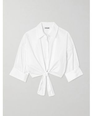 STAUD Lisa Knotted Cotton Poplin Shirt - White