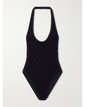 Gucci Logo-Jacquard Swimsuit - Blue