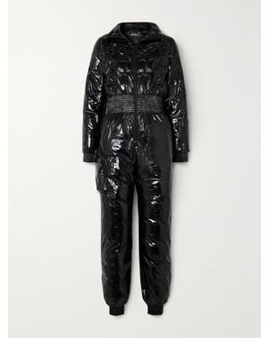 Perfect Moment Floe Embroidered Padded Glossed-Shell Down Ski Suit - Black