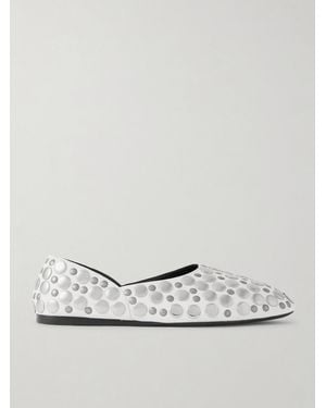 KHAITE Jane Studded Leather Flats - White