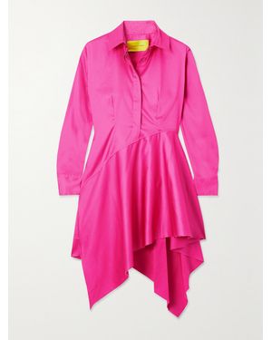 Marques'Almeida Asymmetric Stretch-Cotton Poplin Mini Shirt Dress - Pink