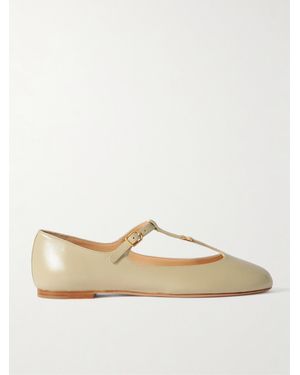 Chloé Marcie Embellished Leather Ballet Flats - Natural