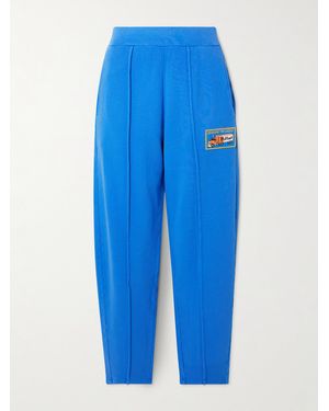 Mother The Quickie Pin Up Barel Flood Appliquéd Cotton-Jersey Sweatpants - Blue