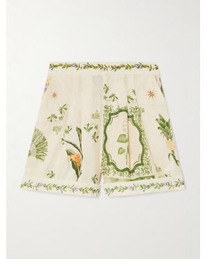 Agua Bendita Rommy Wild Shorts Aus Bedrucktem Leinen - Natur