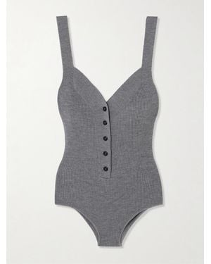 Maria McManus Ribbed Merino Wool Bodysuit - Grey