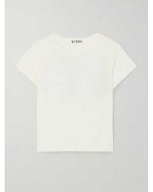 ÉTERNE Short Sleeve Baby Tee Cropped Cotton And Modal-Blend Jersey T-Shirt - White