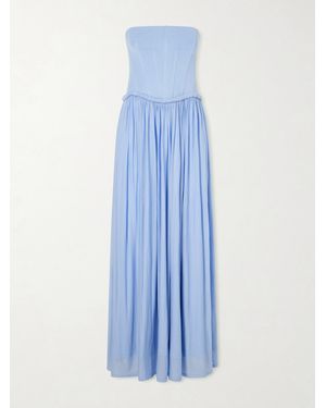 Jonathan Simkhai Adalys Gathered Stretch-Jersey Bustier Maxi Dress - Blue