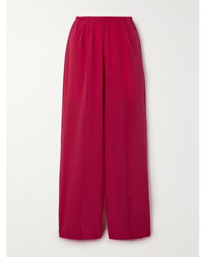 Esse Studios Classico Silk Crepe De Chine Wide-Leg Pants - Red