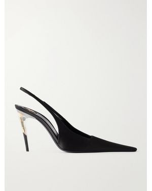 Saint Laurent Goya 95 Crepe Slingback Pumps - Black