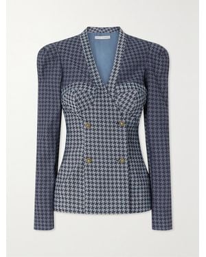 Tolu Coker The Vanguard Checked Double-Breasted Cotton-Blend Twill Blazer - Blue