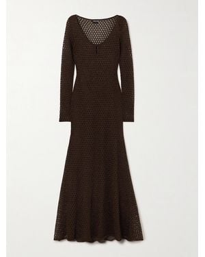 Tom Ford Metallic Open-Knit Maxi Dress - Brown