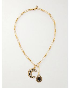 Maison Mayle Soli Luna Vergoldete Kette Mit Kristallen Und Obsidianen - Weiß