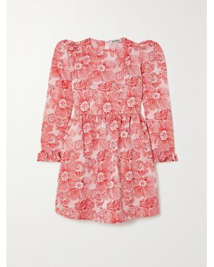 BATSHEVA Ruffled Floral-Jacquard Mini Dress - Pink