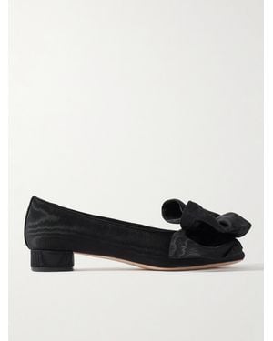 Loeffler Randall Noa Bow-Embellished Moire Point-Toe Flats - Black
