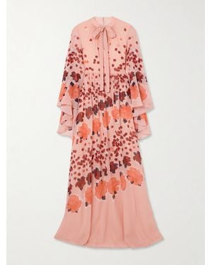 Erdem Tie-Detailed Floral-Print Silk-Georgette Gown - Red