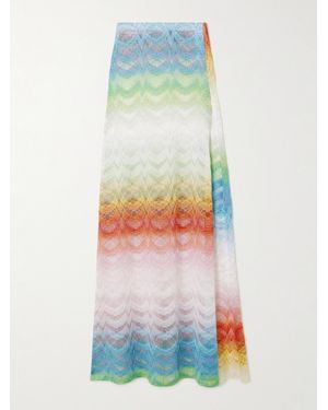 Missoni Mare Striped Metallic Crochet-Knit Maxi Skirt - White