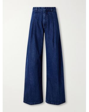 RÙADH The Crewe Pleated Recycled High-Rise Wide-Leg Jeans - Blue