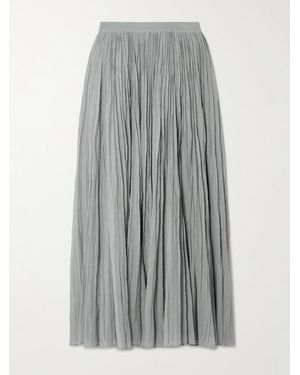 TOTEME Plissé-Organic Cotton-Blend Maxi Skirt - Gray