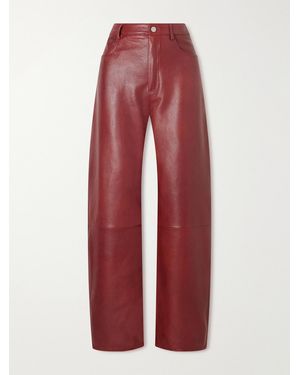 Arma Leather Wide-Leg Trousers - Red