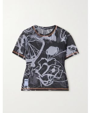 McQ T-Shirt Aus Bedrucktem Stretch-Mesh - Grau