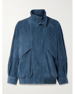 Nour Hammour Ariste Oversized Panelled Suede Jacket - Blue