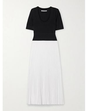 Maria McManus Ballet Two-Tone Pleated Stretch-Knit Midi Dress - Black