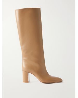 Gianvito Rossi Dana 70 Leather Knee Boots - White