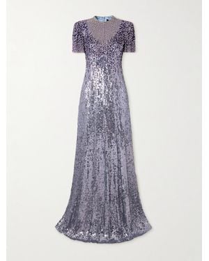 Jenny Packham Jourdain Embellished Tulle Gown - Purple
