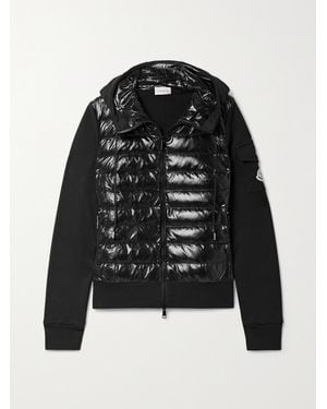 Moncler Quilted Shell And Cotton-Blend Jersey Down Hooded Jacket - Black