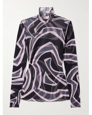PUCCI Printed Tulle Turtleneck Top - Multicolour