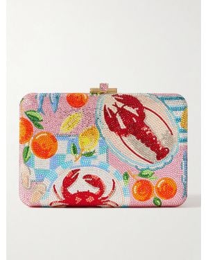 Judith Leiber Amalfi Slim Slide Crystal-Embellished-Tone Clutch - Red