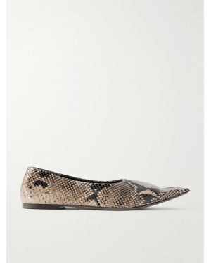 KHAITE Marlene Snake-Effect Leather Ballerina - Natural