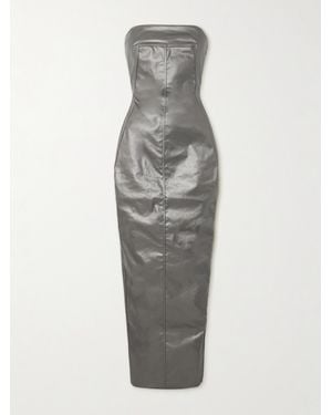 Rick Owens Lido Trägerlose Robe Aus Beschichtetem Denim - Grau