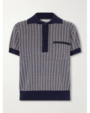 Alix Of Bohemia Lessi Jacquard-Knit Cotton Polo Shirt - Blue