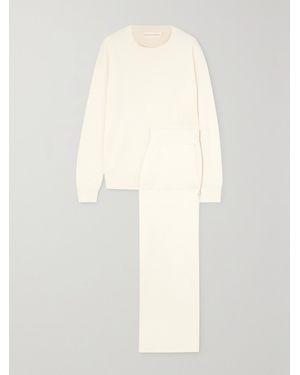 Olivia Von Halle Carmel Silk And Cashmere-Blend Sweatshirt And Track Trousers Set - White