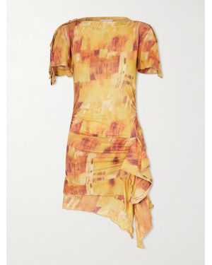 Isabel Marant Janick Draped Cotton-Jersey Mini Dress - Yellow