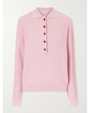 Blazé Milano Alegria Cable-Knit Silk And Cotton-Blend Polo Jumper - Pink