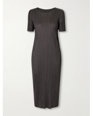 Pleats Please Issey Miyake Plissé Satin Midi Dress - Black