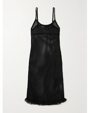 Loewe Paula's Ibiza Fringed Open-Knit Dress - Black