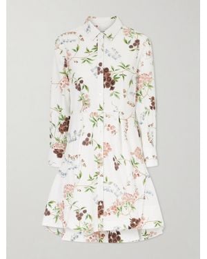 Erdem Pleated Floral-Print Cotton-Poplin Mini Shirt Dress - Natural