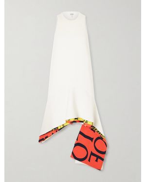 Loewe Asymmetrical Layered Woven Midi Dress - White