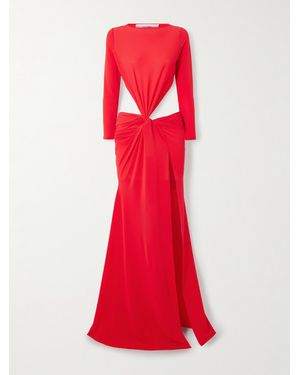 Alex Perry Open-Back Twisted-Front Recycled-Crepe Gown - Red