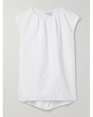 Tibi Gathered Poplin Top - White
