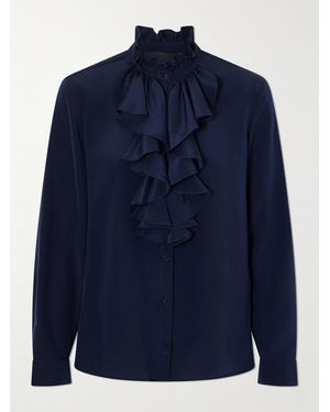 Nili Lotan Lily Ruffled Silk-Satin Blouse - Blue