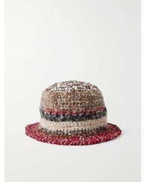 ULTRAVIOLHAT Crocheted Cotton-Blend And Raffia Bucket Hat - Brown