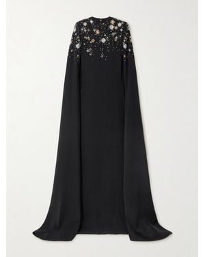Zuhair Murad Robe Aus Cady Mit Verzierungen Und Cape-Effekt - Schwarz